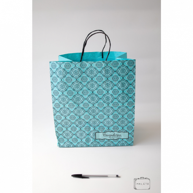 SACOLA PAPEL VERDE TIFFANY COM ALÇA \