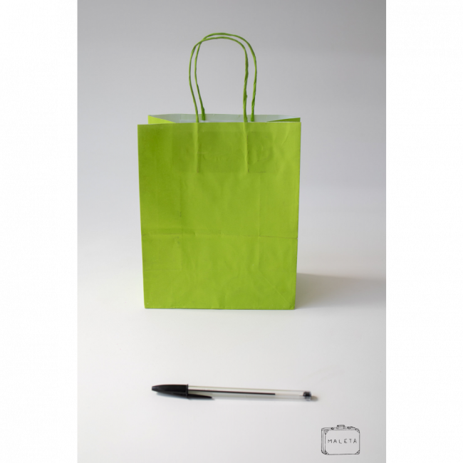SACOLA PAPEL VERDE LIMÃO COM ALÇA