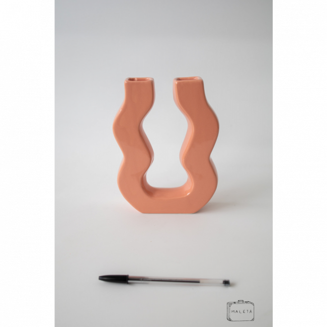 CASTIÇAL DUPLO CERÂMICA SALMÃO