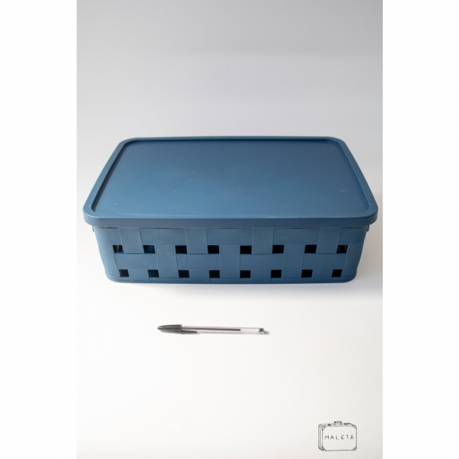 CAIXA ORGANIZADORA AZUL COM TAMPA - MÉDIA