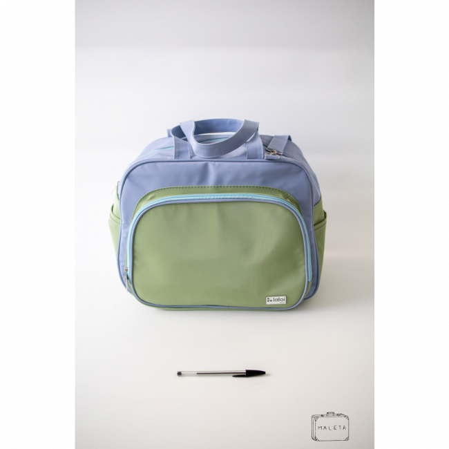 BOLSA MATERNIDADE GRANDE AZUL COM VERDE