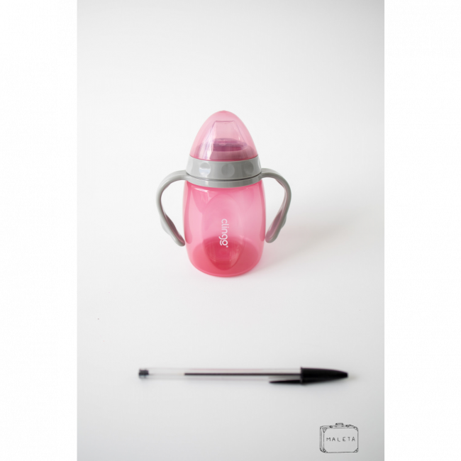 COPO INFANTIL CRISTAL ROSA COM ALÇA