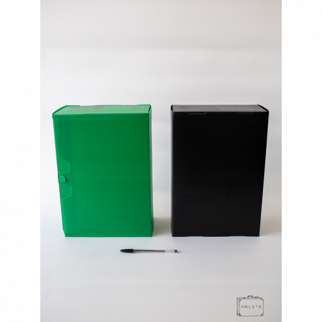 CAIXAS PARA ARQUIVOS PLÁSTICO (VERDE E PRETA)