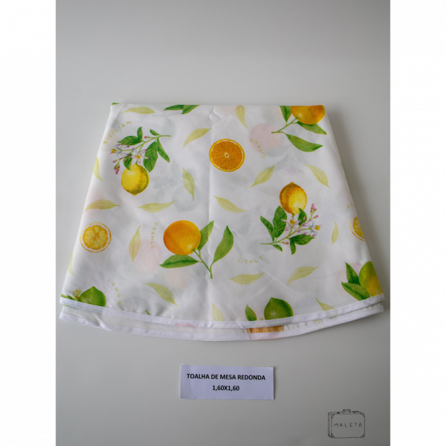 TOALHA DE MESA REDONDA FRUTA LARANJA - 1,60X1,60