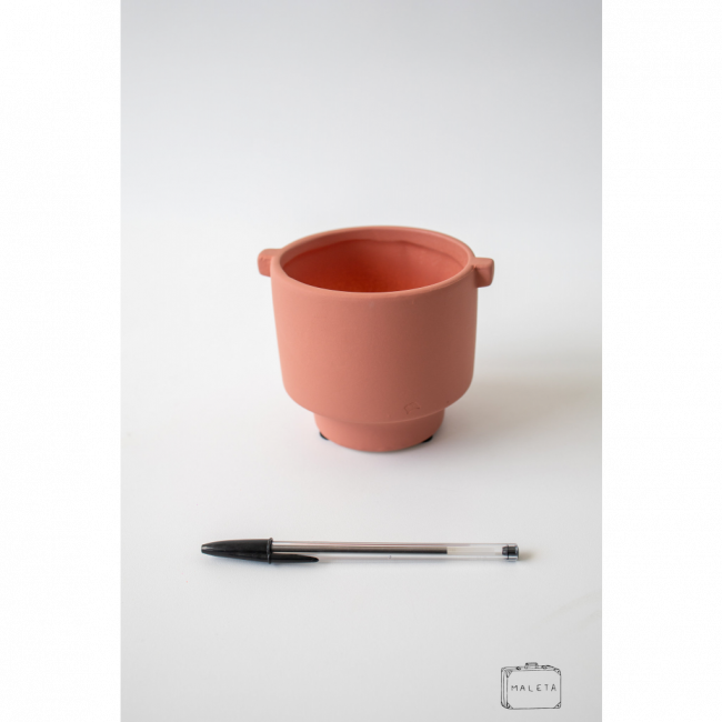 CACHEPÔ CERÂMICA ROSA QUEIMADO COM ALÇINHAS