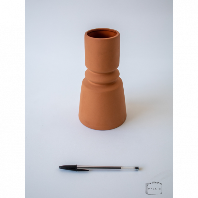 VASO CERÂMICA MARROM DEGRAUZINHO NO MEIO