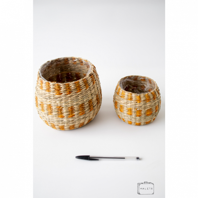CONJUNTO DE CACHEPÔ FIBRA CORAL - 2 PEÇAS