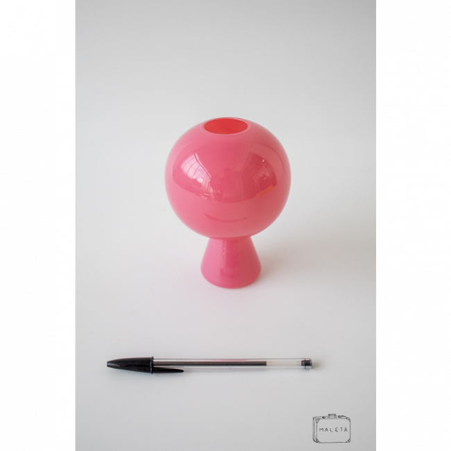 VASO VIDRO BOLINHA ROSA