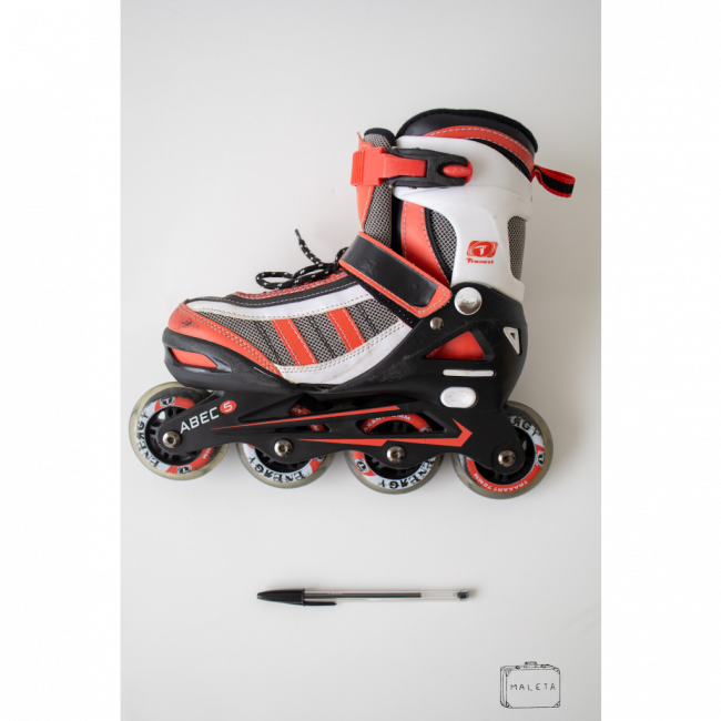 PATINS PRETO, VERMELHO E BRANCO