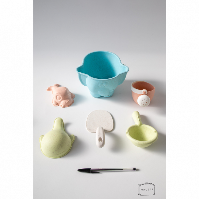 KIT BALDE DE AREIA AZUL MAIS PÁZINHA - 6 PEÇAS