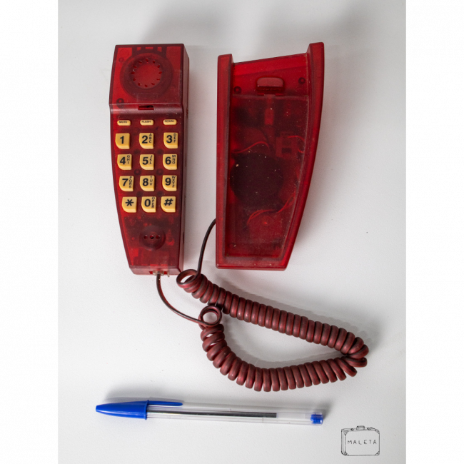 TELEFONE COM FIO CRISTAL VERMELHO