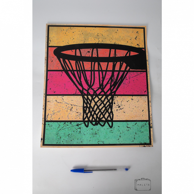 ARTE GRÁFICA CESTA BASQUETE FUNDO COLORIDO