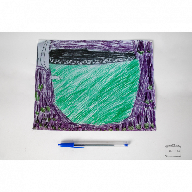 ARTE INFANTIL ABSTRATA VERMELHO E ROXA