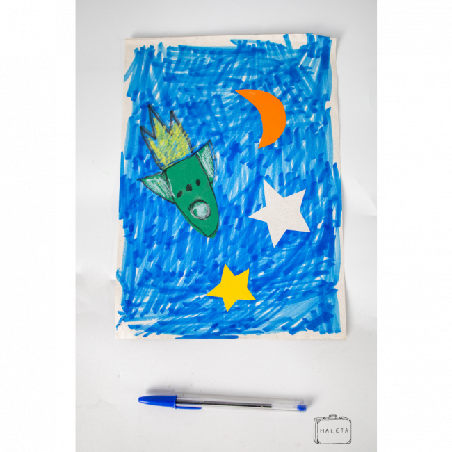 ARTE INFANTIL FOGUETE NO ESPAÇO