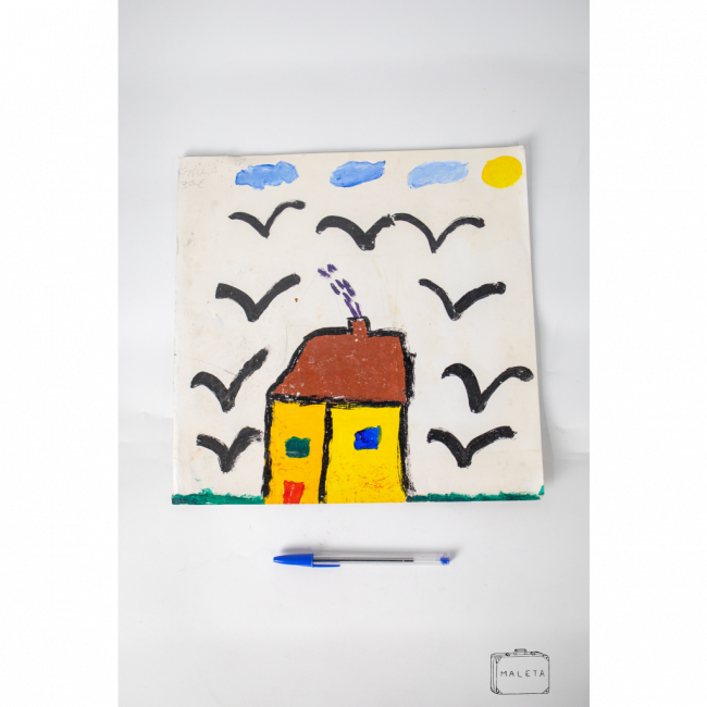 ARTE INFANTIL CASINHA AMARELA COM GAIVOTAS