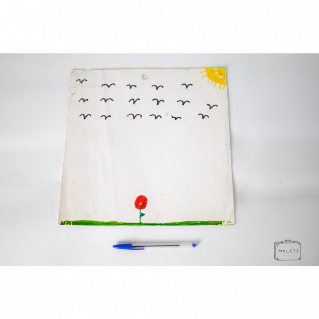 ARTE INFANTIL FLOR VERMELHA COM GAIVOTAS