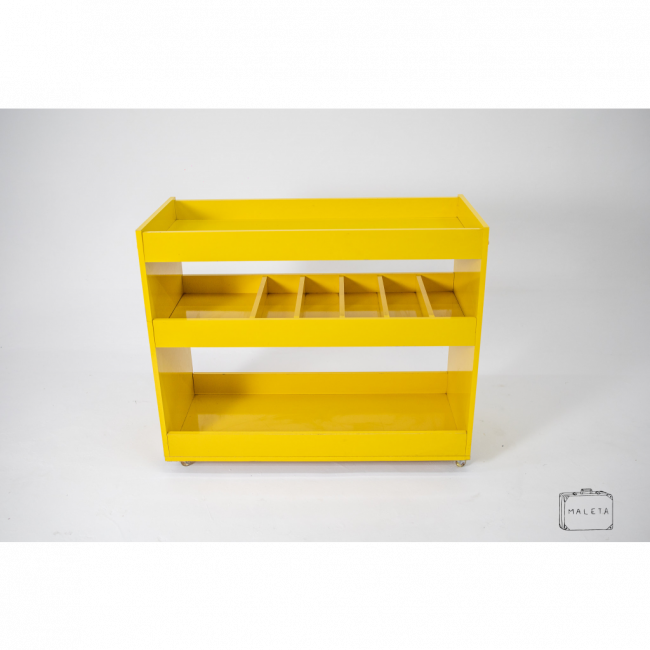 MÓVEL APARADOR AMARELO COM RODINHAS – L0,92XP0,40XA0,76