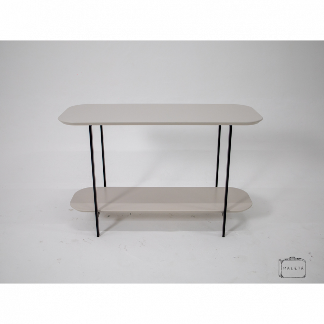 APARADOR OVAL OFF WHITE BASE PRETA – L0,90XP0,36XA0,58