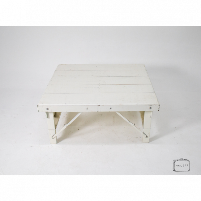 MESA DE CENTRO QUADRADA MADEIRA BRANCO DOBRÁVEL – L0,90XP0,90XA0,40