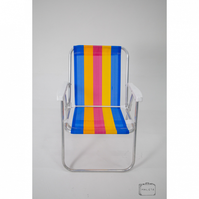 CADEIRA DE PRAIA LISTRA AZUL/AMARELA/ROSA/LARANJA