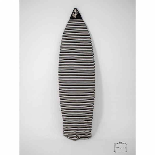 CAPA DE PRANCHA DE SURF DE 56 ATÉ 62 – PRETA LISTRADA CINZA E BRANCA