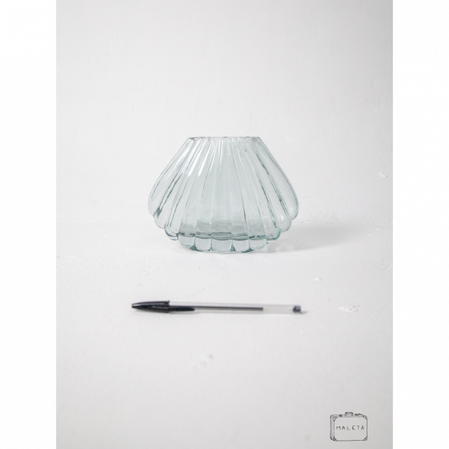 VASO VIDRO CONCHA AZUL