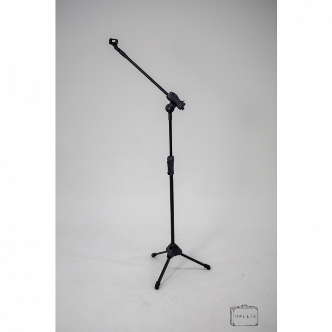 SUPORTE PEDESTAL PARA MICROFONE PRETO – ALTURA AJUSTÁVEL