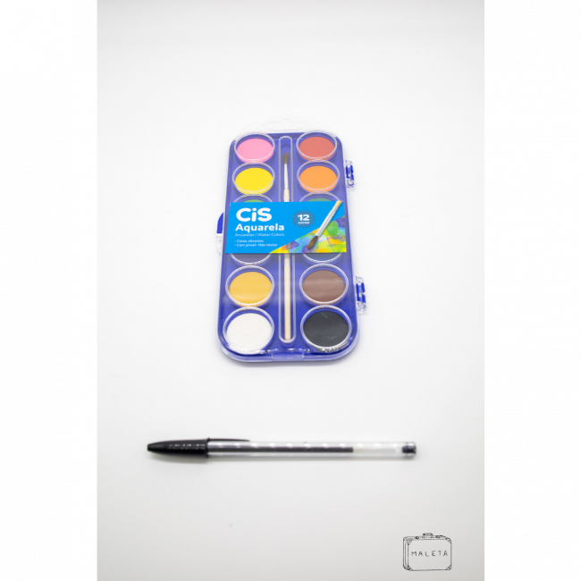 PALETA DE TINTA AQUARELA CIS 12 CORES