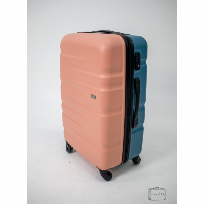 MALA DE VIAGEM COM RODINHAS ROSA COM AZUL – MÉDIO