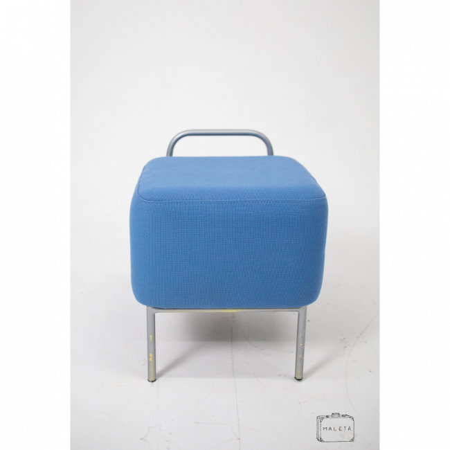 PUFF BANQUINHO QUADRADINHO AZUL COM PRATA – A0,38XL0,37XP0,37