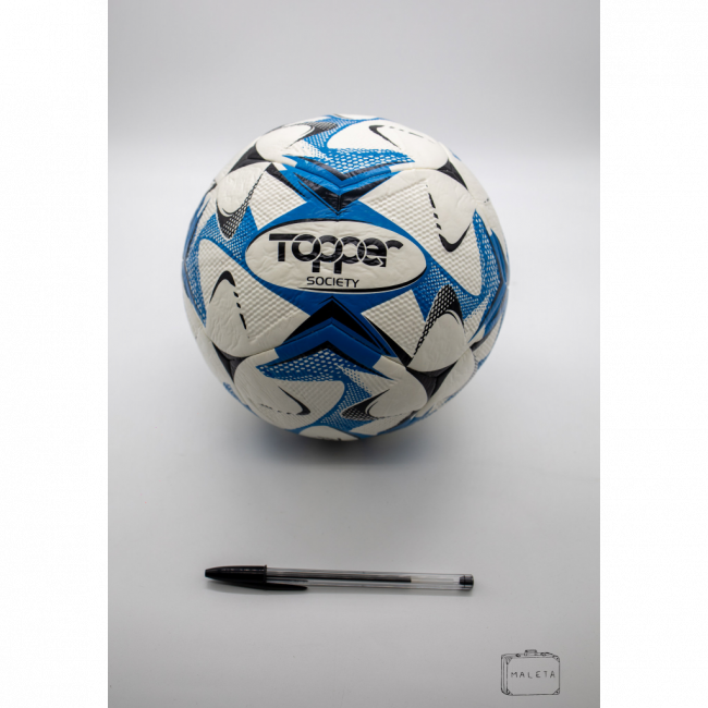 BOLA DE FUTEBOL TOPPER BRANCA E AZUL