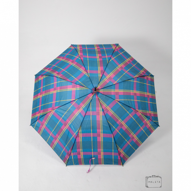 GUARDA-CHUVA AZUL XADREZ ROSA