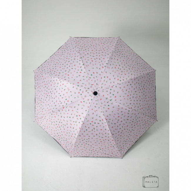 SOMBRINHA ROSA COM ESTAMPA DE FLORZINHAS