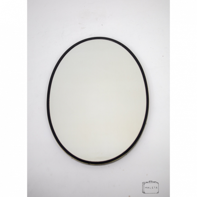 ESPELHO OVAL MOLDURA PRETA COM DOURADO – L0,41XA0,60