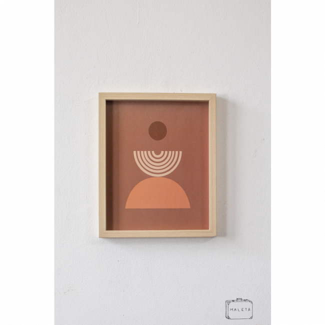 QUADRO FUNDO TERRACOTA DESENHOS GEOMÉTRICOS – 33X26