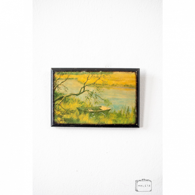QUADRO MADEIRA BARCO NO LAGO – 15X10