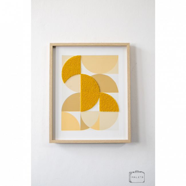 QUADRO CÍRCULOS PELUDINHOS AMARELO – 52X42