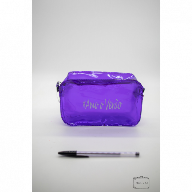 NECESSAIRE PLÁSTICO ROXA #AMO O VERÃO