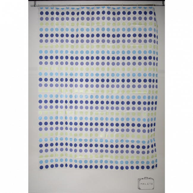 CORTINA PARA BOX TECIDO JATEADA ESTAMPA BOLINHAS COLORIDAS - 1,80X1,40