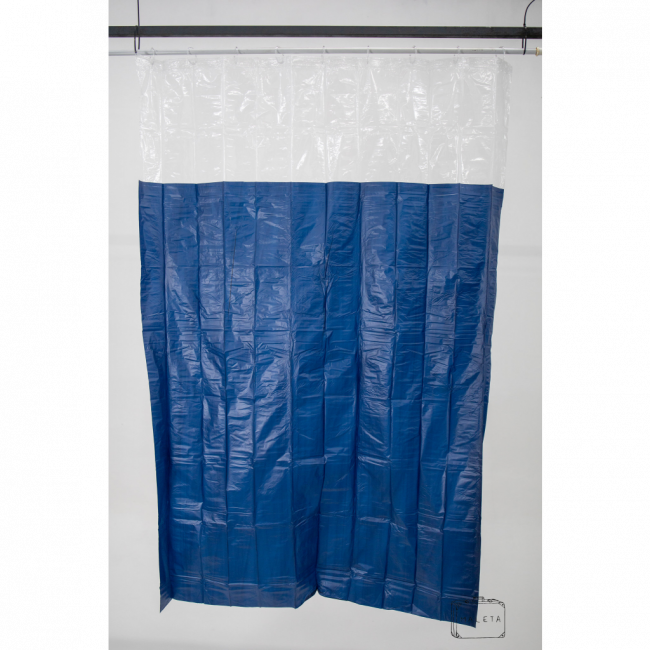 CORTINA PARA BOX PLÁSTICO AZUL ESCURA DETALHE INFERIOR TRANSPARENTE - 1,38X1,98