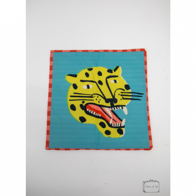 ALMOFADA TIGRE FUNDO AZUL - 45X45