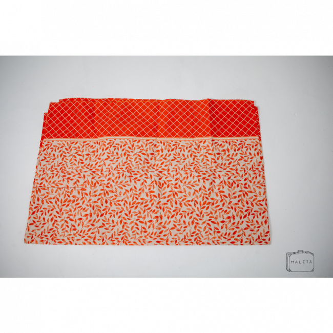 TOALHA DE MESA LARANJA ESTAMPADA - 1,40X2,10