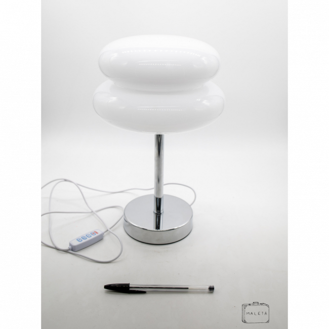 LUMINÁRIA DE MESA CROMADA CÚPULA DOIS GOMINHOS