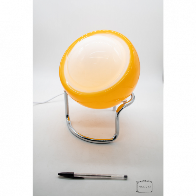 LUMINÁRIA DE MESA BOLA LARANJA COM BASE CROMADA