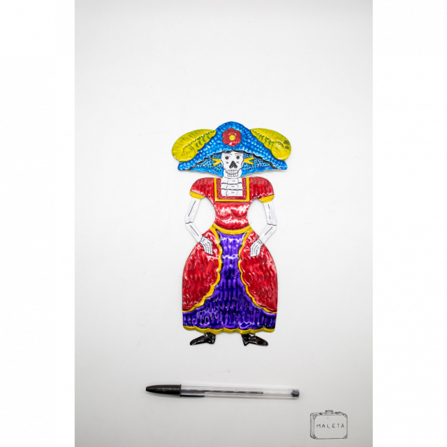 PLACA METAL CAVEIRA MEXICANA COM CHAPÉU