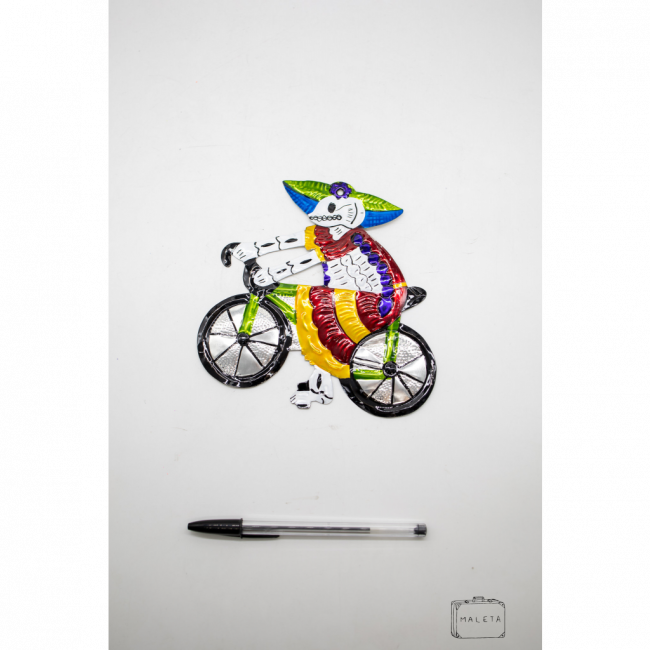 PLACA METAL CAVEIRA MEXICANA BICICLETA