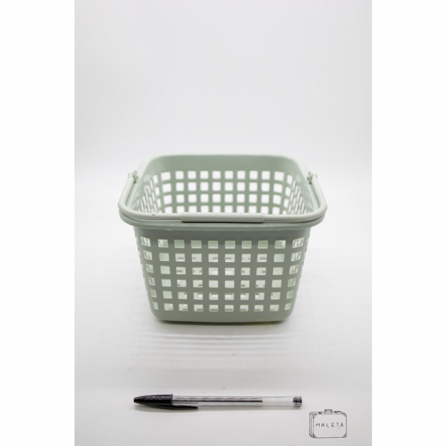 CESTO FURADINHO VERDE COM ALÇA VERDE
