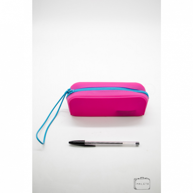 NECESSAIRE SILICONE PINK ZÍPER AZUL