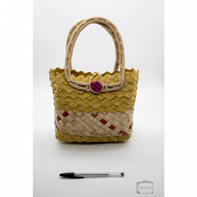BOLSA PALHA DETALHE AMARELO E ROSA