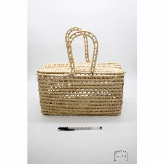 BOLSA PALHA QUADRADA FURINHOS ESPAÇADOS